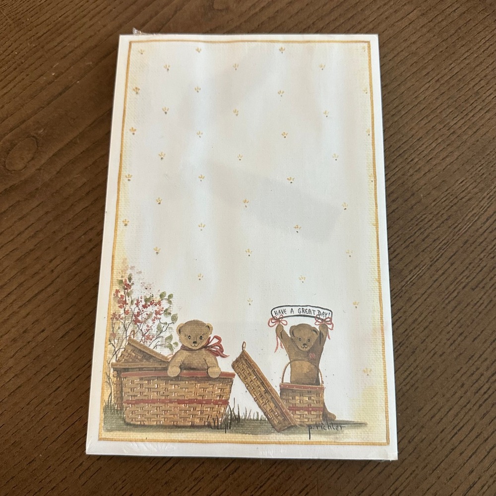 Vintage 1995 Pat Richter Teddy Bear‎ Notepad 50 Sheets Creations Unlimited 90s